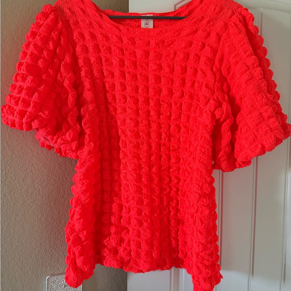 Sew In Love Vibrant Red Textured Blouse